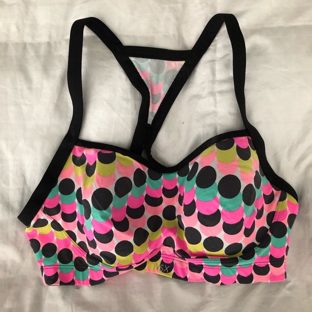 VS racer back sports bra 34D black & multi color